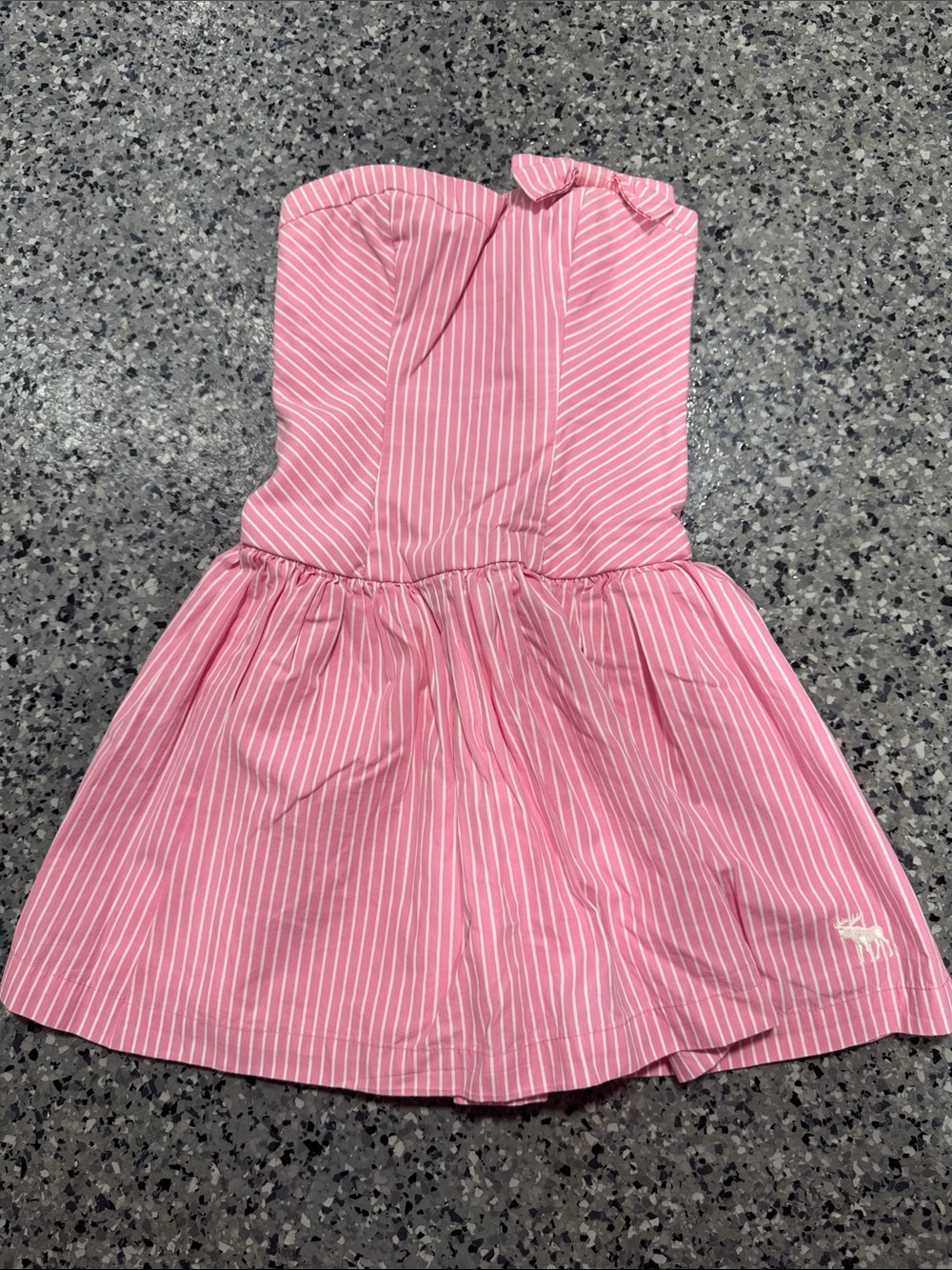 abercrombie kids Pink and White Stripe Strapless Dress